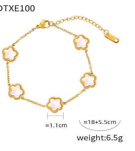 New Stainless Steel Plant Fritillary Five Leaf Petals Earring Bracelet Necklace Jewelry Set Women Cross-border Hot Selling Lot
