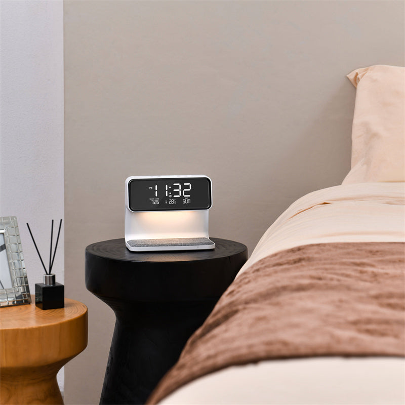 Creative 3 In 1 Bedside Lamp Wireless Charging LCD Screen Alarm Clock Wireless Phone Charger - Pantelitsa Beauty and Jewellery one stop shop