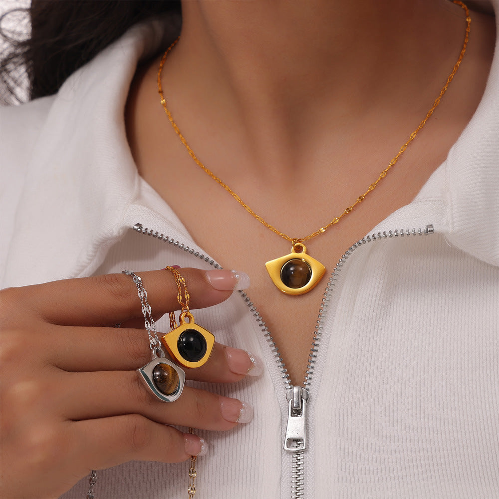 Vintage Natural Tiger-Eye Stone Necklace - Pantelitsa Beauty and Jewellery one stop shop