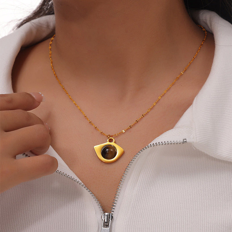 Vintage Natural Tiger-Eye Stone Necklace - Pantelitsa Beauty and Jewellery one stop shop