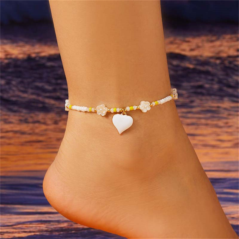 Love Heart Flowers Bead Anklet For Women - Pantelitsa Beauty and Jewellery one stop shop