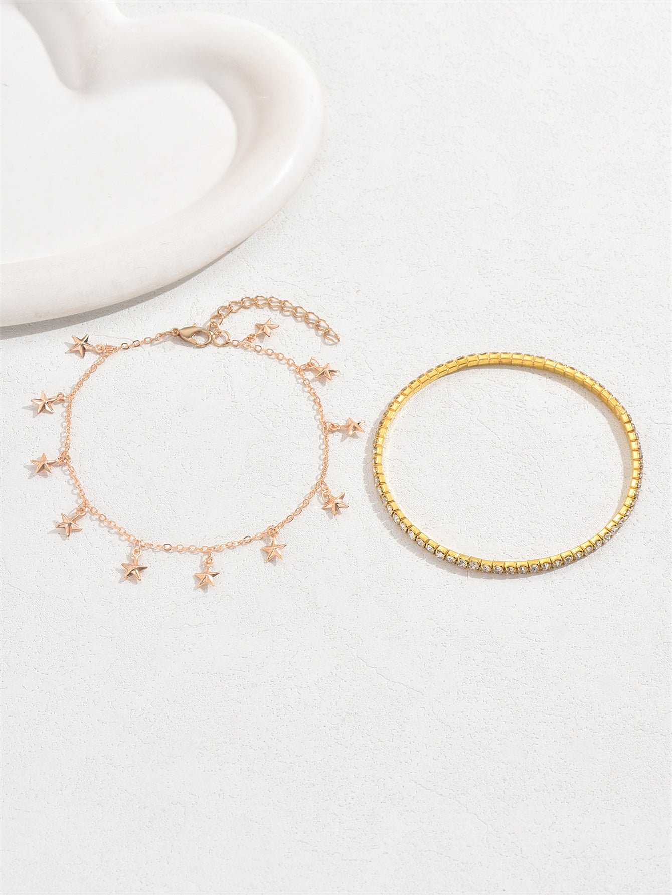 Hollow Heart Tassel Gang Drill Anklet Two-piece Set For Women - Pantelitsa Beauty and Jewellery one stop shop