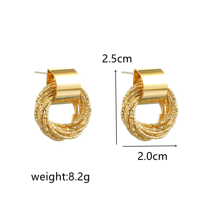 Retro Metal Gold Color Multiple Small Circle Stud Earrings - Pantelitsa Beauty and Jewellery one stop shop