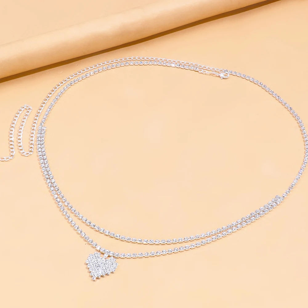 Sexy Rhinestone Heart Waist Chain Belt - Pantelitsa Beauty and Jewellery one stop shop