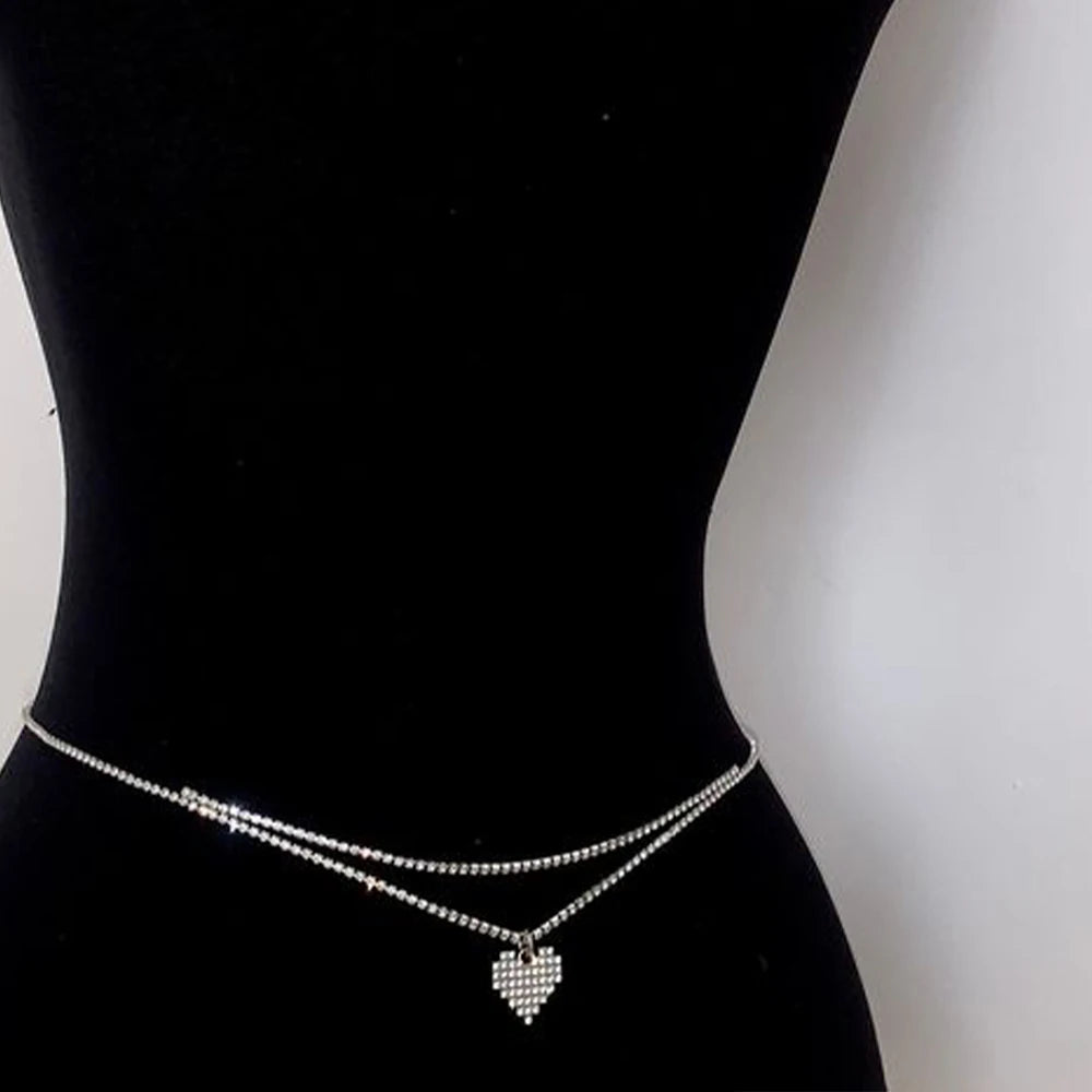 Sexy Rhinestone Heart Waist Chain Belt - Pantelitsa Beauty and Jewellery one stop shop