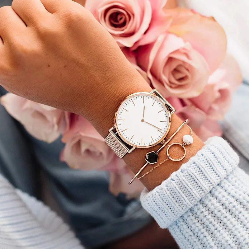 Ladies Casual Quartz Watch Steel Women's & Mens - Pantelitsa Beauty and Jewellery one stop shop