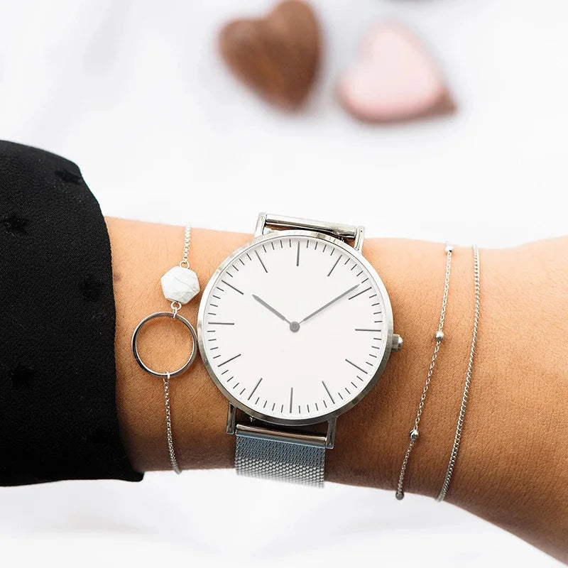 Ladies Casual Quartz Watch Steel Women's & Mens - Pantelitsa Beauty and Jewellery one stop shop