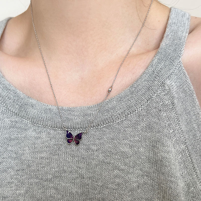 Sliver Colour-changed Butterfly Necklace Fashion Novelty Jewellery - Pantelitsa Beauty and Jewellery one stop shop