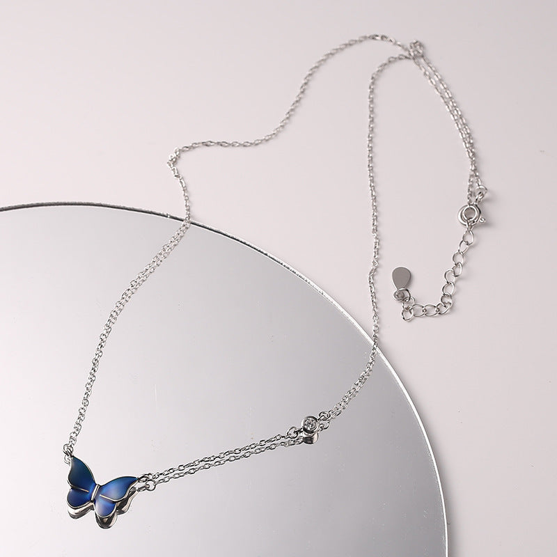 Sliver Colour-changed Butterfly Necklace Fashion Novelty Jewellery - Pantelitsa Beauty and Jewellery one stop shop