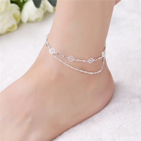 Hollow Anklet Clip Bead Silver Jewelry - Pantelitsa Beauty and Jewellery one stop shop