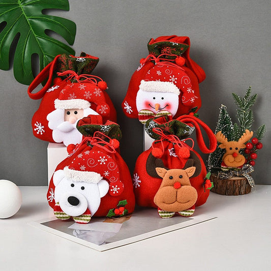 15%OFF 4PCS SET ONLY AT CHECKOUT Cute Christmas Gifts Santa Doll Gift Bag Candy Bag Christmas Home