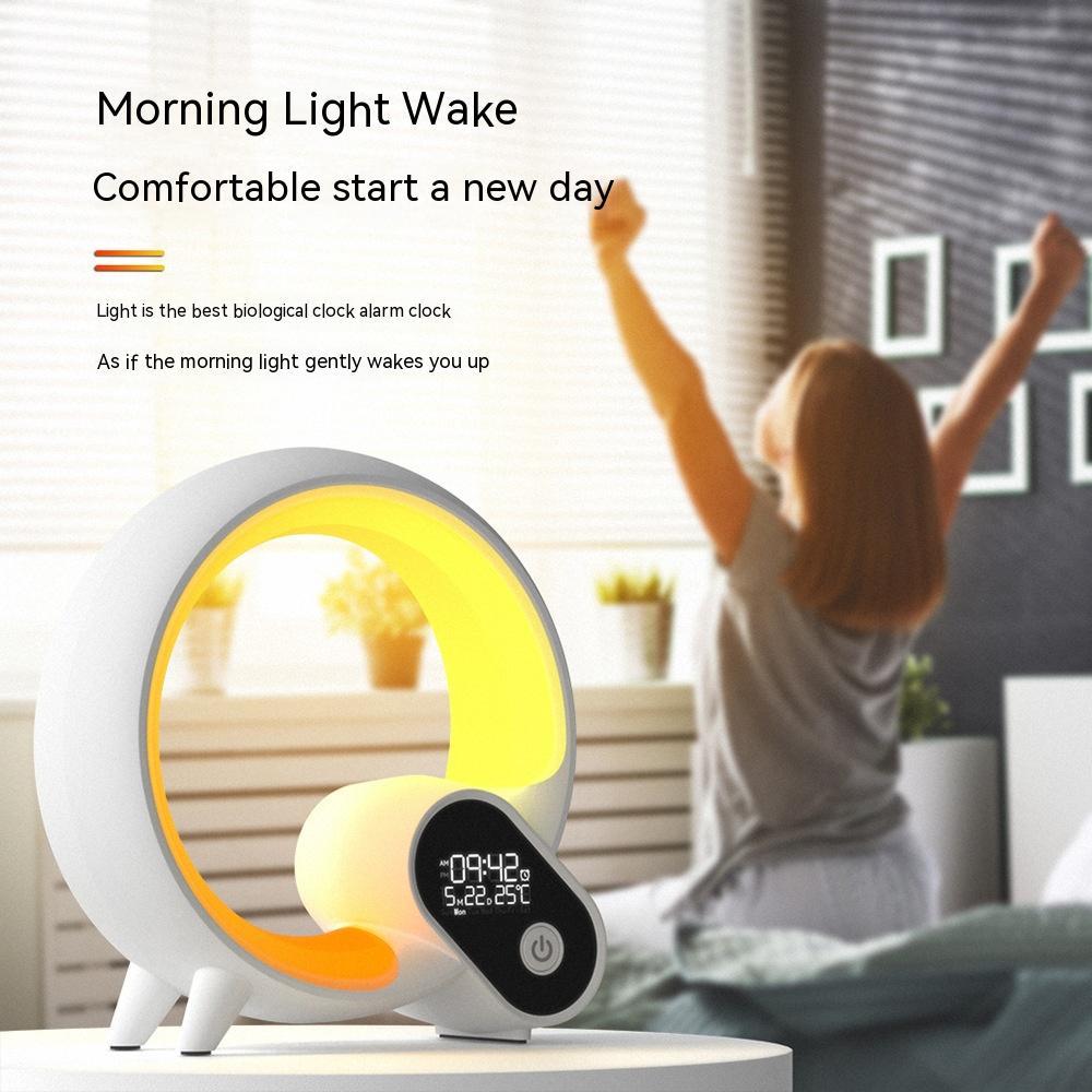 Creative Q Light Analog Sunrise Digital Display Alarm Clock Bluetooth Audio Intelligent Wake-up Q Colorful Atmosphere Light - Pantelitsa Beauty and Jewellery one stop shop