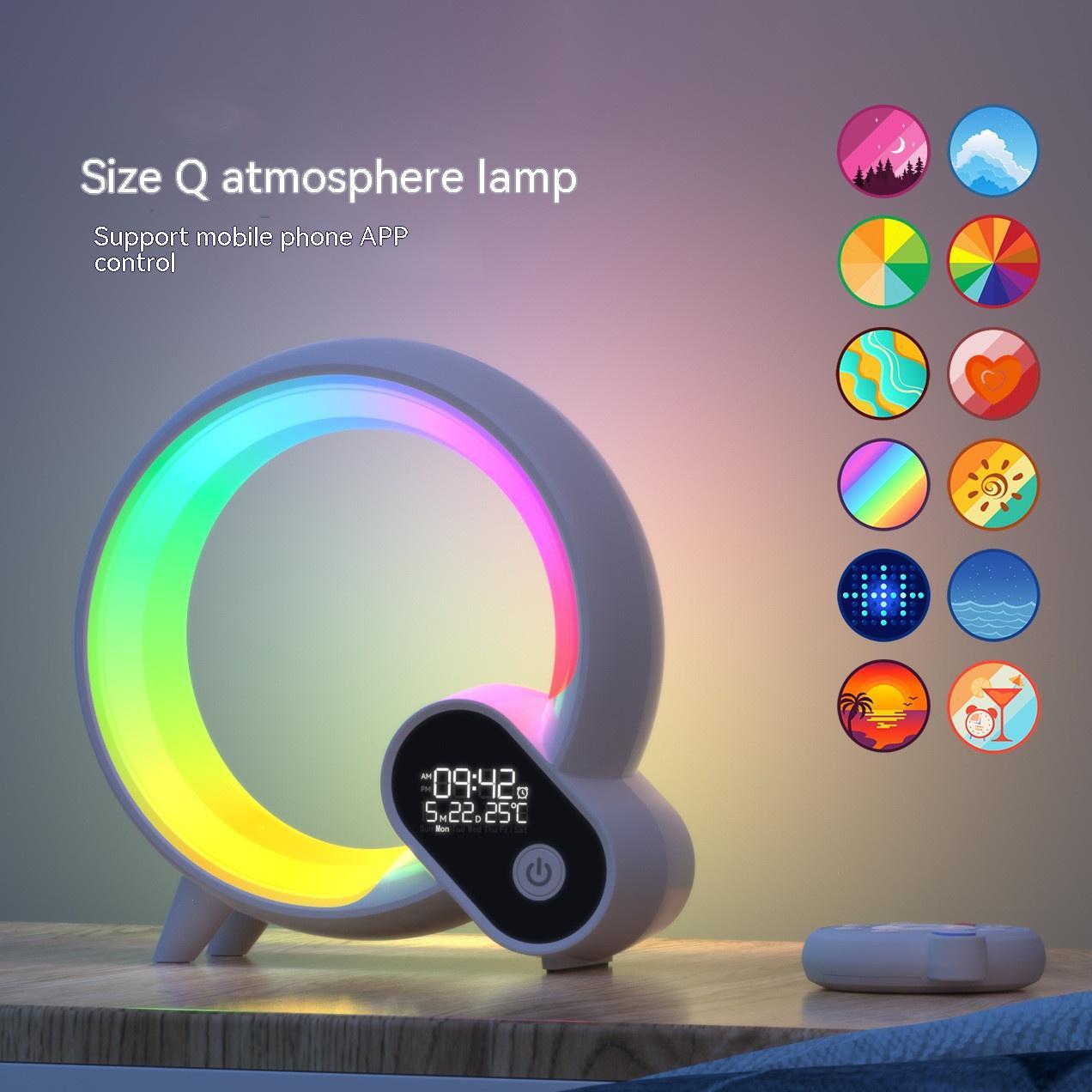 Creative Q Light Analog Sunrise Digital Display Alarm Clock Bluetooth Audio Intelligent Wake-up Q Colorful Atmosphere Light - Pantelitsa Beauty and Jewellery one stop shop